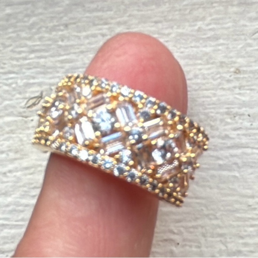 Gold Over Solid Sterling Silver Cz Ring - image 3